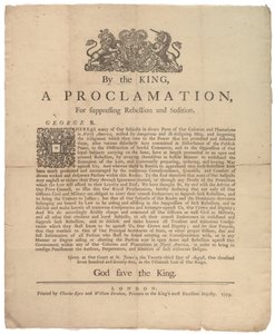 Kiáltvány a lázadás elnyomására..., 1775. augusztus 23 alkotó: British School