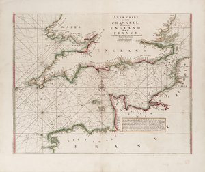 Az Anglia és Franciaország közötti La Manche csatorna térképe alkotó: British School