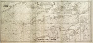 A Brit-csatorna új hidrográfiai felmérése, az Atlanti-óceán egy részével együtt, egészen a Clear-fokig, javítva a néhai Thomas Jeffery királyi geográfus nagy térképéből. alkotó: British School