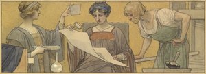 A nyomtatás és a fényképezés allegóriája (akvarell testfestékkel, tollal és tintával papíron) alkotó: British School