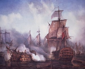 Trafalgari csata 1805-ben (színes litó) alkotó: British School