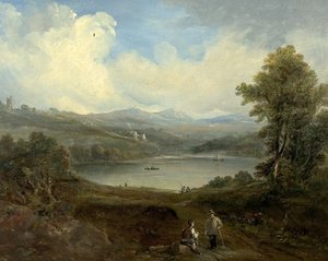 Grasmere, Westmorland, Cumbria (olaj, fa) alkotó: British School