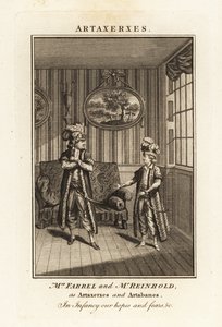 Margaret Farrel asszony és Charles Frederick Reinhold perzsa jelmezben, mint Artaxerxész és Artabanes Thomas Arne Artaxerxes című operájában alkotó: British School