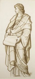 Az irodalom múzsája - Karikatúra ólomüveghez, 1890 körül (akvarell, papír) alkotó: British School