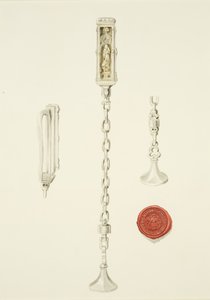 Szent István templom pecsétje és lánca, 1825 körül (ceruza és akvarell papíron) alkotó: British School