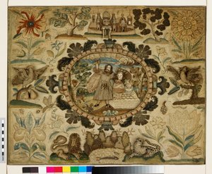 Textilpanel Izsák áldozatával alkotó: British School