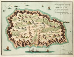Szent Ilona szigetének e földrajzi tervét engedéllyel Ő Királyi Felsége, Kent és Strathearn hercege tábornagyának ajánljuk. alkotó: British School