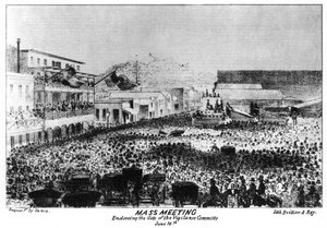 Tömegtalálkozó a Fort Vigilant mellett, Sacramento, Kalifornia, 1856, 1937.