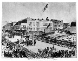 Hetherington és Brace kivégzése, Fort Vigilance, Sacramento, California, 1856 1937.