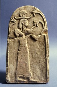 Sztélé, amely az élet fáját imádó istenséget ábrázolja, kánaáni korszak (Kr. e. 1500-1200) (mészkő)