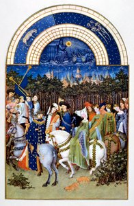 "Május" a "Les Très Riches Heures du Duc de Berry" ("A berryi herceg nagyon gazdag órái") című műből. alkotó: Brothers Limbourg