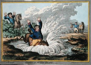 Coming in the Death, metszett: James Gillray (1757-1815), Hannah Humphrey adta ki 1800-ban (kézzel színezett rézkarc)