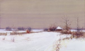 Snow Scene in Country, 1890 körül (wc és gouache papíron)