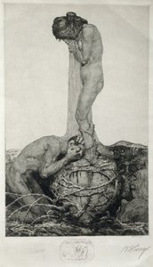 Gyász, 1916 (Remarque proof rézkarc papíron) alkotó: Bruno Heroux