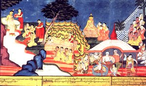 Vagy 14298 fol.16-17 A Buddha fürdő, 1800-20 körül (guache papíron) alkotó: Burmese School