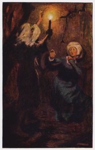 Illusztráció a kolostorhoz és a kandallóhoz, Charles Reade (színes litó) alkotó: Byam (after) Shaw