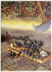 Egyre felhalmozódó kupacokban nyüzsögtek rám., a Selected Tales of Mystery, kocsmából. 1909. alkotó: Byam Shaw