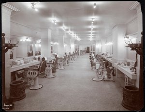 Fodrászat a Hotel Knickerbockerben, 1906 (ezüst zselatin nyomat) alkotó: Byron Company