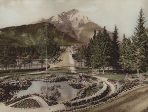 Cascade Mountain és Reflection Pool, Banff (színes fotó)