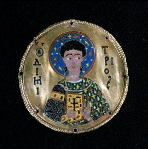 Szent Demetrius mellszobra, zománcozott, Bizánc alkotó: Byzantine