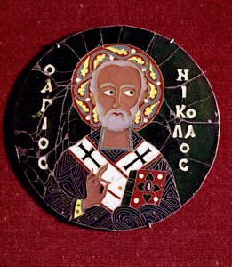 Bizánci művészet: Myrai (vagy Bari) Szent Miklós ábrázolása (4. század) (Bizánci művészet: Bari Szent Miklós ábrázolása) 10. századi e-mail (zománc alkotó: Byzantine
