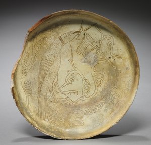 Mélytányér sólyom, nyúl és lombozattal, 1100-as évek alkotó: Byzantine