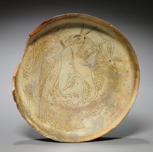 Mélytányér sólyom, nyúl és lombozattal, 1100-as évek alkotó: Byzantine
