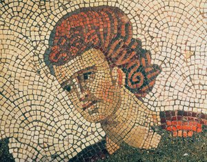 Római katona feje, padlóburkolat a Nagy császári palotából, Konstantinápoly, 5-6. század (mozaik) alkotó: Byzantine