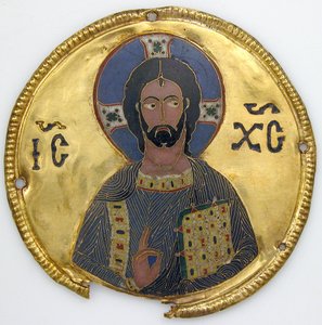 Medalion Krisztussal ikonkeretből, 1100 körül (arany, ezüst és zománcozott ékszer) alkotó: Byzantine