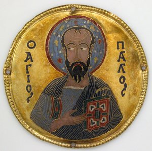 Érem Szent Pállal ikonkeretből, 1100 körül (arany, ezüst és zománcozott ékszer) alkotó: Byzantine