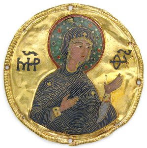 Érem a Szűzzel egy ikonkeretből, 1100 körül (arany, ezüst és zománcozott cloisonné) alkotó: Byzantine