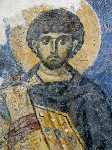 Cézárei Mercurius, Konstantinápolyi Szent Mária freskótöredéke (ma Odalar-mecset), Isztambul, Törökország. Bizánci civilizáció alkotó: Byzantine