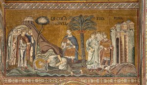 Szent Pál lefejezése Rómában, bizánci mozaik, XII-XIII. század az északi kereszthajóban (mozaik) alkotó: Byzantine