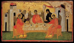 Ábrahám vendégszeretete Ószövetségi Szentháromság, 1380 körül alkotó: Byzantine