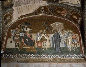 A népszámlálás, Mária és József Nagy Heródes előtt (1310-1320 mozaik) alkotó: Byzantine