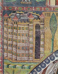 Jeruzsálem részlete (mozaik) alkotó: Byzantine School