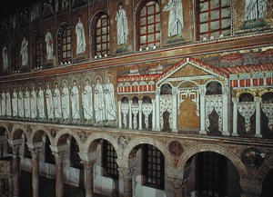 A Palazzo di Teodorico homlokzata és a Mártírok menete, 527-99 (mozaik) alkotó: Byzantine School