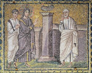 Jézus megjósolja Péter tagadását, Jelenetek Krisztus életéből (mozaik) alkotó: Byzantine School