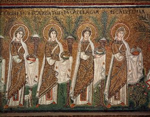Szüzek körmenete (részlet mozaikokból, 6. század) alkotó: Byzantine School