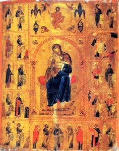 Szűz és gyermek a szentekkel, 12. század eleje. alkotó: Byzantine icon.