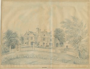 Eccleshall – Biana Hall: kék mosás rajz, és [19. század közepe] alkotó: C.B Ash