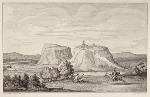 Képzeletbeli kilátás a korai Rómáról, metszett B. Barloccini, 1849
