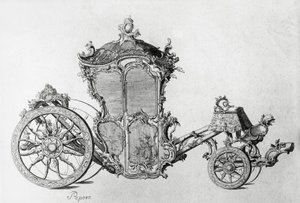 Tervezés rokokó kocsihoz, gravírozás alkotó: J.B. and Brown J. Rowbotham