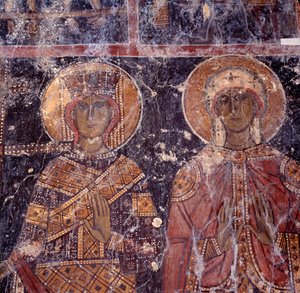 Freskó az Agios Nikolaos bizánci templomban, Maza, Kréta, Görögország alkotó: J.B. and Brown J. Rowbotham