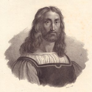 Marcantonio Raimondi (1480-1534) olasz metsző portréja, Barni rézmetszete Raffaello Sanzio festményéről.