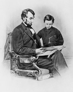Az Amerikai Egyesült Államok elnöke, Abraham Lincoln (1809-1865) fiával, Thomas 