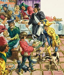 Középkori lakoma (gouache, papír) alkotó: C.L. Doughty