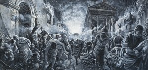 Egy város pusztulása (gouache, papír) alkotó: C.L. Doughty