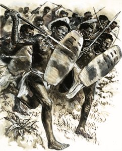 Abesszíniai törzsek megtámadják a gurai erődöt 1875-ben. alkotó: C.L. Doughty