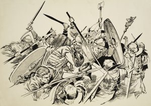 Gallok kontra rómaiak (gouache, papír) alkotó: C.L. Doughty